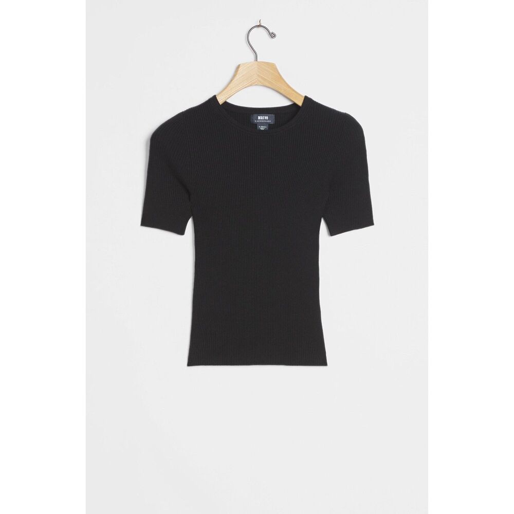 Maeve Josefa Ribbed Tshirt Black size Small